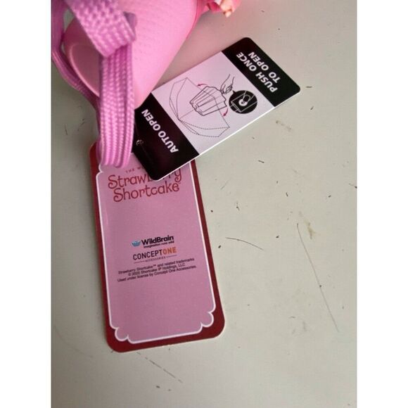 Strawberry Shortcake Umbrella Auto Open Close Pink Red Compact NEW - Picture 5 of 8